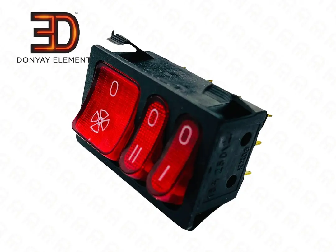 کلید سه پل چراغ دار فن دار آراسته